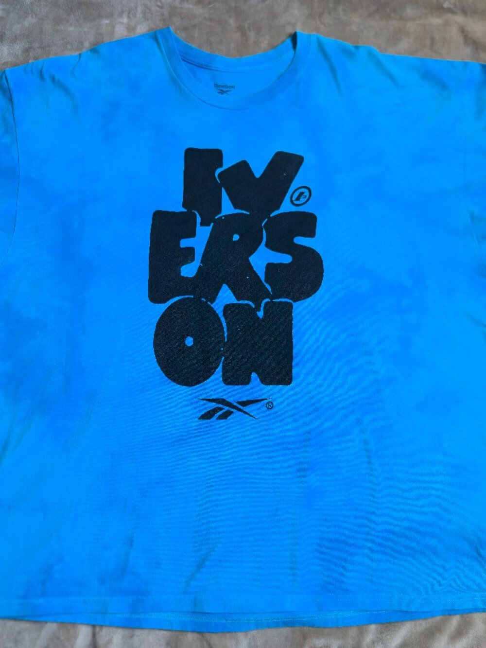 Reebok Allen Iverson I3 Graphic T-Shirt Washed Cyan Blue Tie Dye Men's 2XL NBA